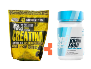 Kit Creatina 1kg + Brain Food 30 Capsulas